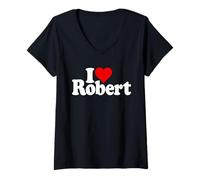 Femme I Love Heart Robert Rob Robby NOM on A Tee T-Shirt avec Col en V