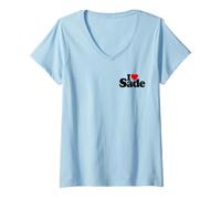 Femme I Love Heart Sade NOM sur Un Tee T-Shirt avec Col en V