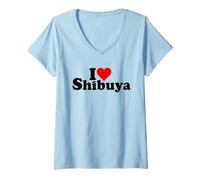 Femme I Love Heart Shibuya Tokyo Japon T-Shirt avec Col en V