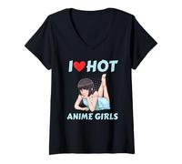 Femme I Love Hot Anime Girl - Anime et Manga T-Shirt avec Col en V