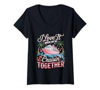 Femme I Love It When We’re Cruisin Together Cute Cruise Love T-Shirt avec Col en V