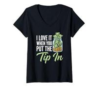 Femme I Love It When You Put The Tip in - Barman Fun Bartender T-Shirt avec Col en V