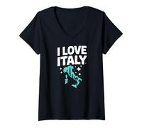 Femme I Love Italy Adventure Enthusiast Carte T-Shirt avec Col en V