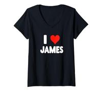 Femme I Love James - Cœur T-Shirt avec Col en V