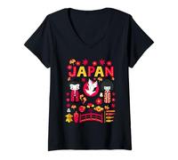 Femme I Love Japan Folklore, Nature & Culture Japan Graphic Design T-Shirt avec Col en V