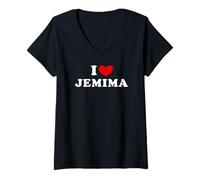 Femme I Love Jemima, J'Aime Jemima T-Shirt avec Col en V