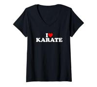 Femme I Love Karate T-Shirt avec Col en V