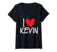 Femme I Love Kevin Nom personnalisé Men Guy BFF Friend Heart T-Shirt avec Col en V