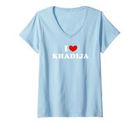 Femme I Love Khadija, J'Aime Khadija T-Shirt avec Col en V
