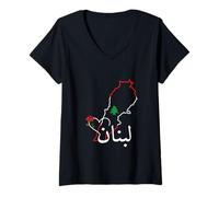 Femme I Love Lebanon Drapeau Libanais Drapeau Libanais Beyrouth Lebanon T-Shirt avec Col en V