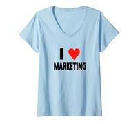 Femme I Love Marketing - Heart Funny Ads Ad Advertising Advertising T-Shirt avec Col en V