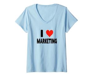 Femme I Love Marketing - Heart Funny Ads Ad Advertising Advertising T-Shirt avec Col en V
