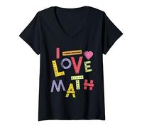 Femme I Love Math Amusant Cadeau Maths Enseignants mathématiques T-Shirt avec Col en V
