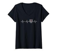 Femme I Love Math PC Heartbeat - Ordinateur de mathématiques T-Shirt avec Col en V