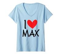 Femme I Love Max Nom personnalisé Homme Guy BFF Friend Heart Boy T-Shirt avec Col en V