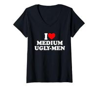 Femme I Love Medium Ugly Men T-Shirt avec Col en V