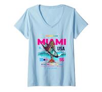 Femme I Love Miami Florida, Tenue de Plage Cool de Miami Design Graphique T-Shirt avec Col en V