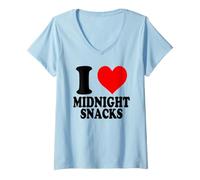 Femme I Love Midnight Snacks T-Shirt avec Col en V