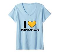 Femme I Love Minorca Espagne T-Shirt avec Col en V