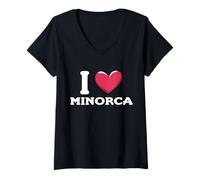 Femme I Love Minorca Espagne T-Shirt avec Col en V