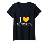 Femme I Love Minorca Espagne T-Shirt avec Col en V