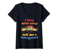 Femme I Love Miso Soup Call Me A Misogyne T-Shirt avec Col en V