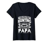 Femme I Love More Than Hunting Papa Grandpa Hunter Life T-Shirt avec Col en V