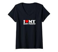 Femme I Love My Best Friend T-Shirt avec Col en V