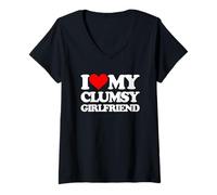 Femme I Love My Clumsy Girlfriend - Fun Saying Sarcastic Girlfriend T-Shirt avec Col en V