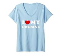 Femme I Love My Cousine, J'aime ma cousine T-Shirt avec Col en V