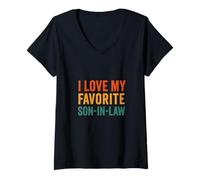 Femme I Love My Favorite Son In Law Humour Rétro Gendre Cadeau T-Shirt avec Col en V