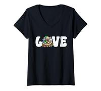 Femme I Love My Frenchie Xmas Graphic for Mom with Christmas Vibes T-Shirt avec Col en V