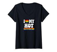 Femme I Love My Gay Boyfriend Awesome LGBTQ Pride Tees T-Shirt avec Col en V