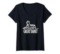 Femme « I Love My Great Dane » - Gentle Giant - Apollo of Dogs T-Shirt avec Col en V