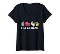 Femme « I Love My Great Dane German Mastiff Lover » T-Shirt avec Col en V