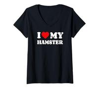 Femme I Love My Hamster J'aime Mon Hamster Amour Cœur T-Shirt avec Col en V
