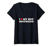 Femme I Love My Hot Boyfriend T-Shirt avec Col en V
