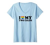 Femme I Love My Two Dads T-Shirt avec Col en V