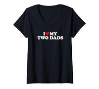 Femme I Love My Two Dads T-Shirt avec Col en V