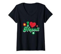 Femme I Love Napoli Cadeau Naples Italie Napolitain Italien T-Shirt avec Col en V