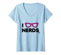 Femme I Love Nerds Funny Glasses T-Shirt avec Col en V