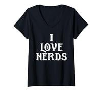 Femme I Love Nerds T-Shirt avec Col en V