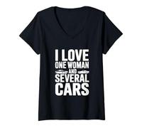 Femme I Love One Woman and Several Cars Funny Car Athusiast T-Shirt avec Col en V