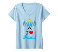Femme I Love Padel Player Cute Racket Ball Graphics pour Hommes et Femmes T-Shirt avec Col en V