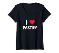 Femme I Love Pastry - Cœur - Bake Bakery Baking Bake Cake Bread T-Shirt avec Col en V
