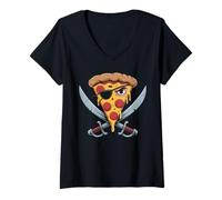 Femme I Love Pizza Slice of Pizza Costume de Pirate pour Homme T-Shirt avec Col en V