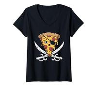 Femme I Love Pizza Slice of Pizza Costume de Pirate pour Homme T-Shirt avec Col en V
