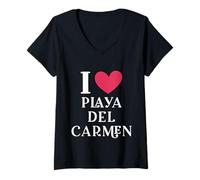 Femme I Love Playa Del Carmen Mexico Vacances T-Shirt avec Col en V