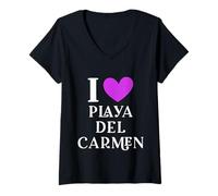 Femme I Love Playa Del Carmen Mexico Vacances T-Shirt avec Col en V