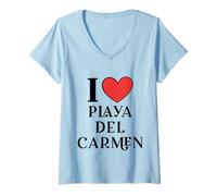 Femme I Love Playa Del Carmen Mexico Vacances T-Shirt avec Col en V